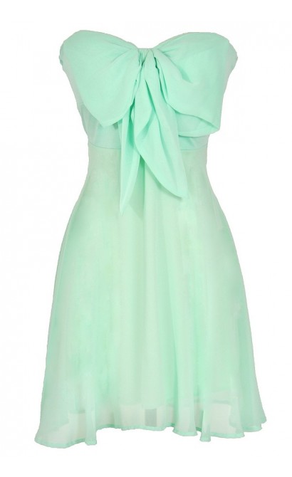 Oversized Bow Chiffon Dress in Mint